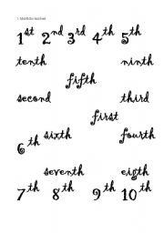 English Worksheet: Ordinal numbers