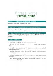 English Worksheet: Phrasal verbs