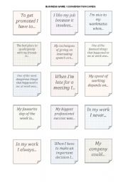English Worksheet: BUSINESS  GAME / COVERSATION  CARDS