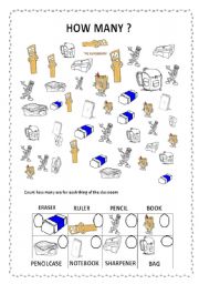 English Worksheet: things for school