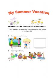 English Worksheet: My Summer Vacation