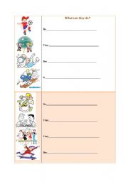 English Worksheet: can