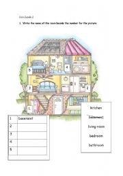 English Worksheet: Rooms in the House