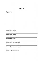 English worksheet: My ID