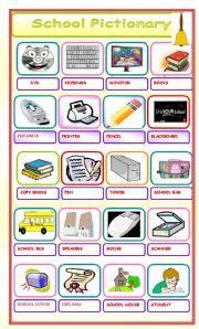 English Worksheet: SCHOOL  PICTIONARY.