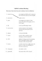 English Worksheet: vocabulary for 911