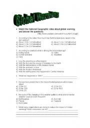 English Worksheet: Global Warming - Video Actitvity