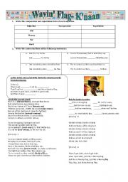 English Worksheet: Wavin Flag By Knaan