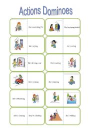 English Worksheet: Present continuous Domino