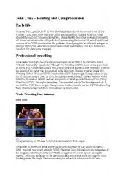 English worksheet: John Cena Reading and Comprehension