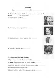 English worksheet: Object pronoun