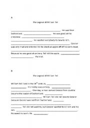 English Worksheet: The Legend of William Tell - Partner Cloze