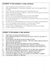 English Worksheet: Find mistakes in some sentences