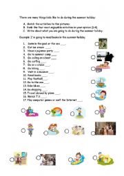 English Worksheet: Summer Holiday Activities
