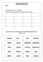 English worksheet: alphabetical order