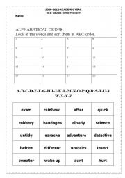 English worksheet: alphabetical order