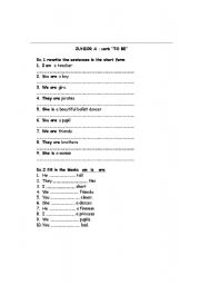 English worksheet: THE VERB TO BE