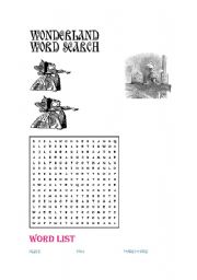 English Worksheet: WONDERLAND WORD SEARCH