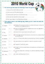 English Worksheet: Waving Flag - World Cup Song