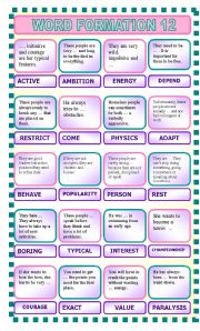 English Worksheet: Word formation 12