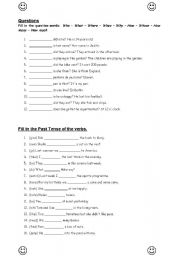 English worksheet: questions and past tense exercises