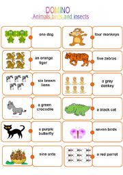 English Worksheet: Domino. Animals, birds and insects