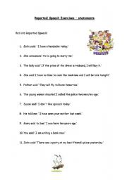 English worksheet: Reported Speech - statements