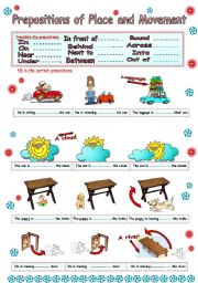 English Worksheet: Prepositions of place and movement