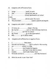 English worksheet: present simple