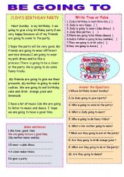 English Worksheet: Judys birthday Party