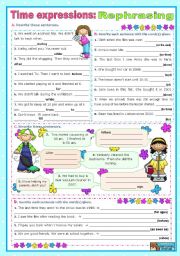 English Worksheet: Time expressions:  Rephrasing