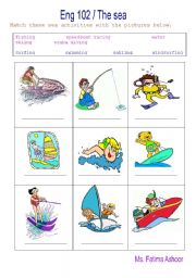 English Worksheet: sea activities