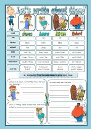 English Worksheet: LETS WRITE ABOUT THEM!