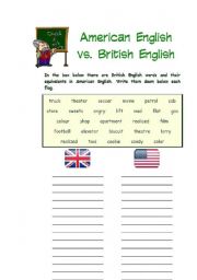 English Worksheet: american english british english