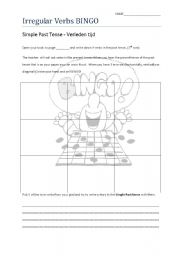 English Worksheet: Irregular verbs bingo