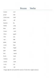 English Worksheet: Noun, Adjective, Verb, Adverb practice