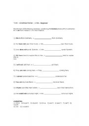 English Worksheet: Contractions