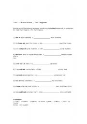 English Worksheet: Contractions