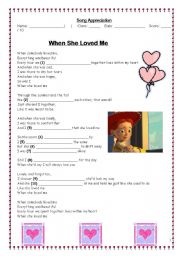 English Worksheet: When she loved me (Toy Story)