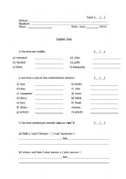 English Worksheet: Sports, plural of nouns and Can