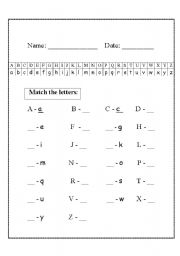 English Worksheet: Upper and lower case matching