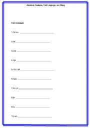 English Worksheet: American Slang, Gestures, and Text Talk