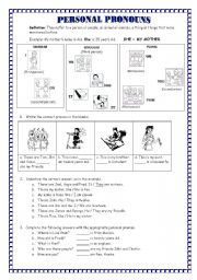 English Worksheet: PERSONAL PRONOUNS