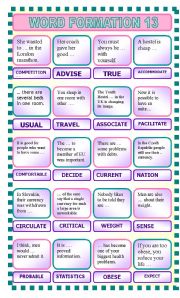 English Worksheet: Word formation 13