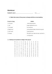 English worksheet: person in charge and modal verbs may and might