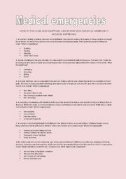 English Worksheet: Medical emergencies - Advanced