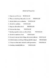 English Worksheet: alcohol and drug addiction