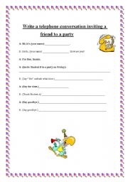 English worksheet: Inviting a friend to a party 