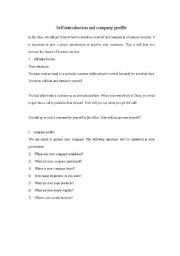 English worksheet: self-introduction and company profile