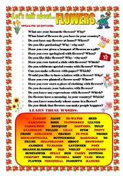 English Worksheet: LETS TALK ABOUT FLOWERS (SPEAKING SERIES 46)